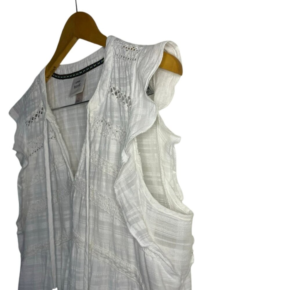 2 for $20 Knox Rose White Cotton Boho Dress Large Peasant Flowy Embroidered - Picture 5 of 12